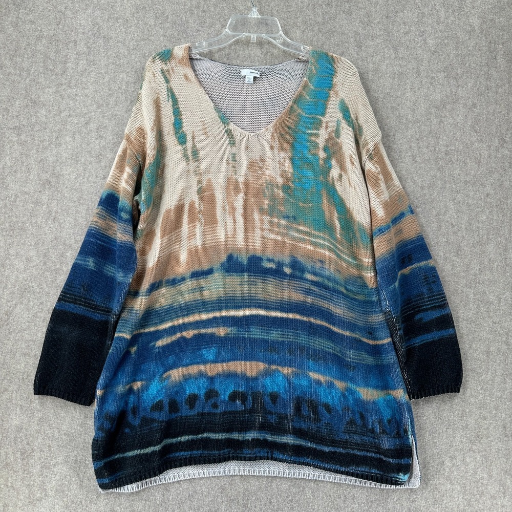 Pure J Jill Tie Dye Tunic Knit‎ Tunic Sweater Missy XL V-Neck Long Sleeve